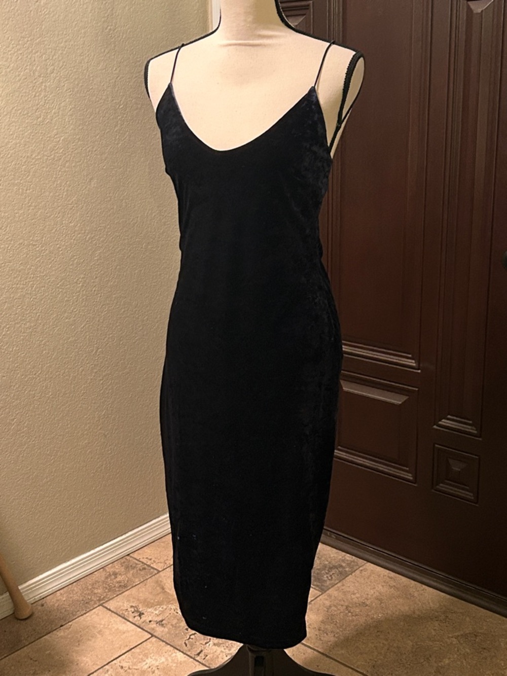 Midnight Blue Crushed Velvet Dress